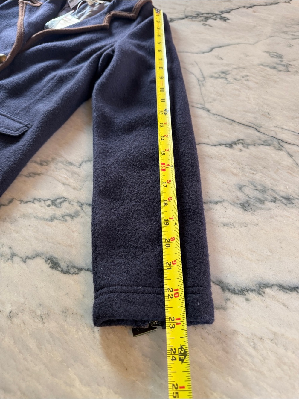 ⭐️NWT⭐️ Barbour Navy Wool Felted Blazer with Brown Trim and Bronze Buttons - Picture 4 of 12